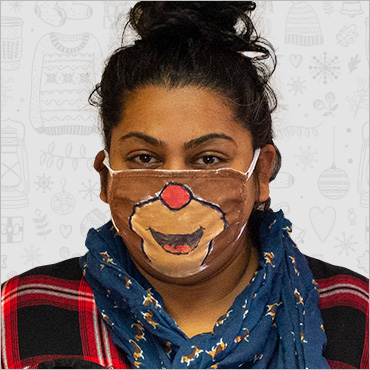 Shauna Ramsaroop wearing his holiday face mask